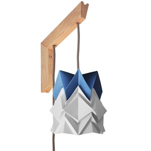 Applique murale bois et petite suspension origami bicolore en papier