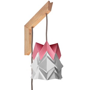 Applique murale bois et petite suspension origami bicolore en papier