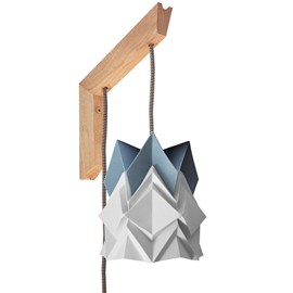 Applique murale bois et petite suspension origami bicolore en papier