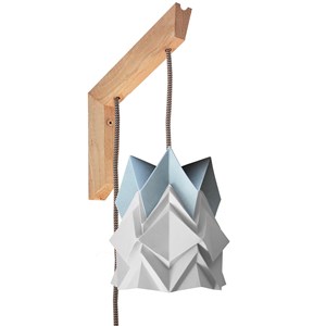 Applique murale bois et petite suspension origami bicolore en papier