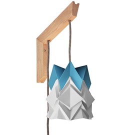 Applique murale bois et petite suspension origami bicolore en papier