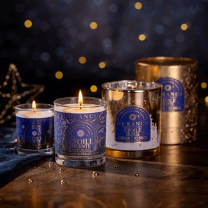 Bougie mèche en bois étoile filante