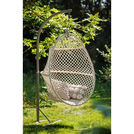 Œuf suspendu macramé coton écru ø94x125