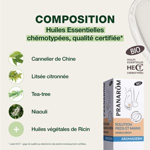 Pranarom - solution anti-verrues pieds et mains - bio