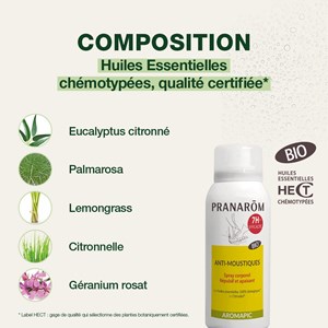 Pranarom - spray corporel - anti-moustiques - bio