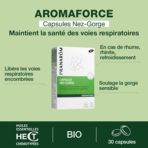 Pranarom - capsules nez-gorge aux huiles essentielles - bio