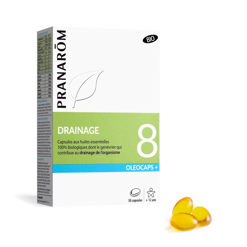 Pranarom - capsules n°8 - drainage - bio - 30 capsules