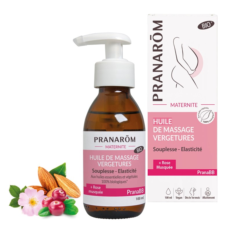 Pranarom - huile de massage vergetures - bio