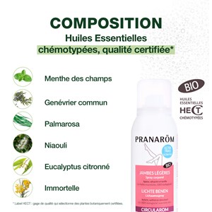 Pranarom - spray corporel - jambes légères - bio
