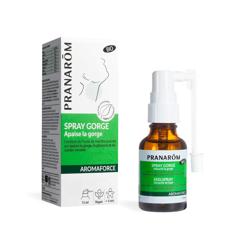 Pranarom - spray gorge apaisant aux huiles essentielles - bio - 15 ml