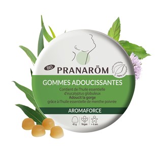 Pranarom - gommes adoucissantes - menthe&nbsp;eucalyptus - bio - 45 g