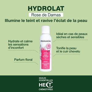 Pranarom - hydrolat de rose de damas - bio