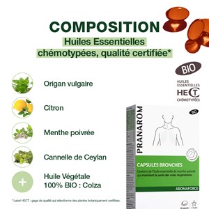 Pranarom - capsules bronches aux huiles essentielles - bio