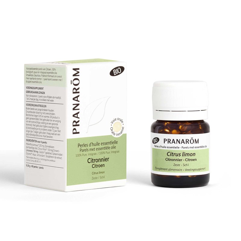 Pranarom - perles d'huile essentielle de citronnier - bio - 60 perles