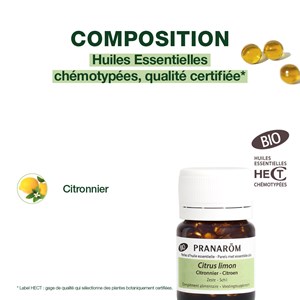 Pranarom - perles d'huile essentielle de citronnier - bio