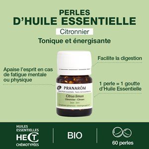 Pranarom - perles d'huile essentielle de citronnier - bio