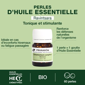 Pranarom - perles d'huile essentielle de ravintsara - bio