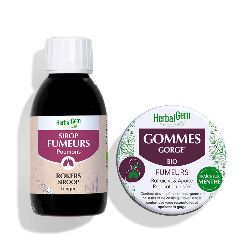 Pranarom - Herbalgem - duo sirop des fumeurs 250 ml + gommes offertes - bio