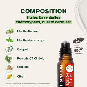 Pranarom - roll-on maux de tête - bio