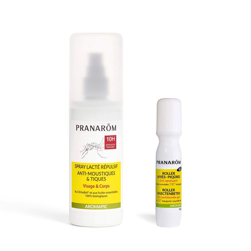 Pranarom - spray répulsif anti-moustiques et tiques + roller après-piqûres - bio