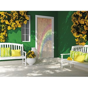 Rideau bambou peints - dessin arc-en-ciel