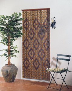 Rideau bois verni 90x200cm losange naturel-caramel