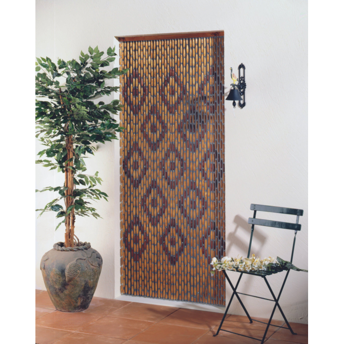 Rideau bois verni 90x200cm losange naturel-caramel