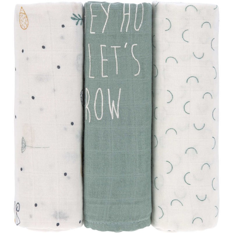 Lot de 3 langes en bambou vert d'eau garden explorer (80 x 80 cm)