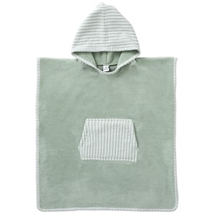 Poncho de bain à capuche bambou et gaze de coton rayé vert de gris (3-5 ans)