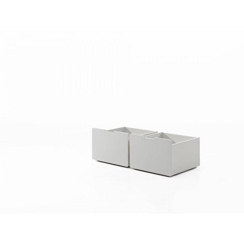 2 tiroirs de rangement pour lit blanc
