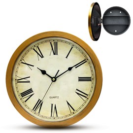 Horloge secret box copper, rétro, ø 25 cm, compartiment secret