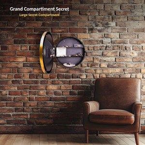 Horloge secret box copper, rétro, ø 25 cm, compartiment secret