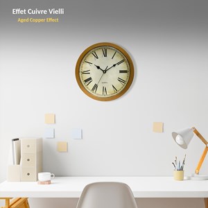 Horloge secret box copper, rétro, ø 25 cm, compartiment secret