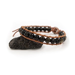 Bracelet facelia pierres d'obsidienne
