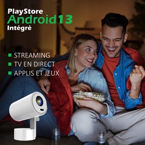 Vidéoprojecteur android 13 4k, portable & rechargeable batterie 5000mah