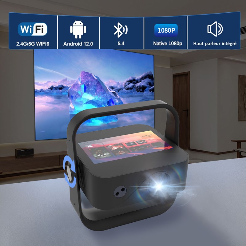 Kyf - Vidéoprojecteur & tablette tactile 7’’ android 9 – 4k, 6000 lumens
