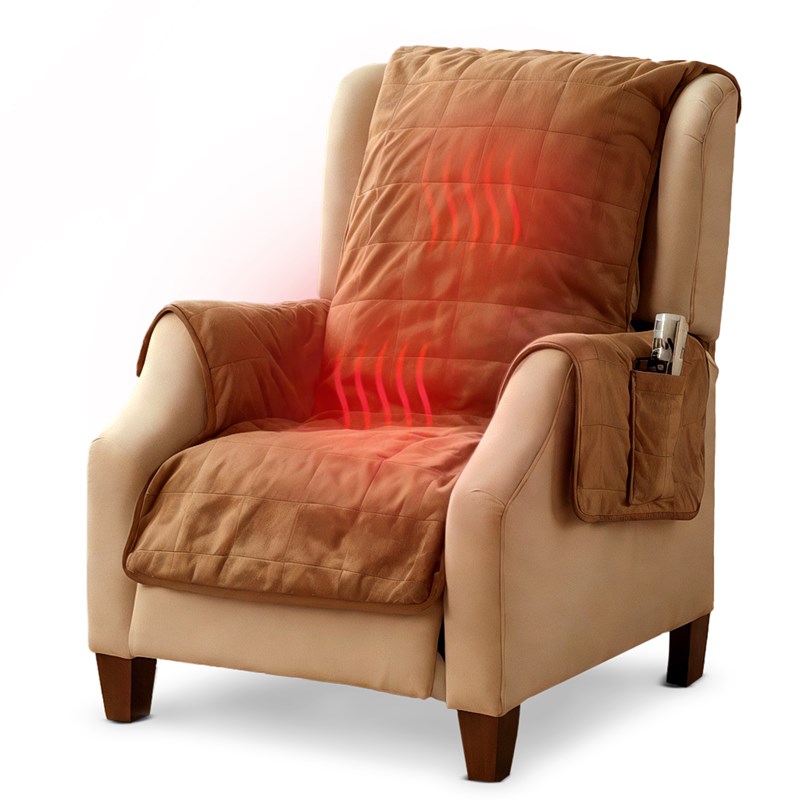 Couvre-fauteuil chauffant, suédine, 165x160 cm, 10 niveaux, lavable