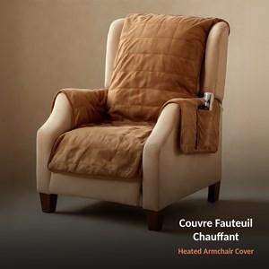 Couvre-fauteuil chauffant, suédine, 165x160 cm, 10 niveaux, lavable