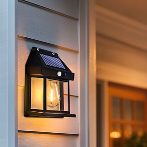 Lot 2 appliques solaires rétro, 17x12 cm, détecteur, 3 modes, abs