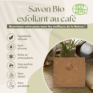 Duo savon exfoliant café bio + support magnétique fabriqué en france