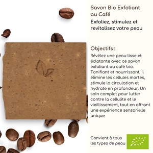 Duo savon exfoliant café bio + support magnétique fabriqué en france