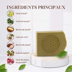 Duo shampoing solide bio fleur de vie et support magnétique fabriqué en france