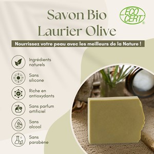 Duo savon bio olive & laurier + support magnétique fabriqué en france