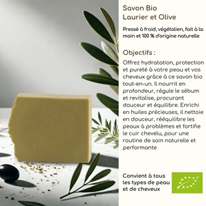 Duo savon bio olive & laurier + support magnétique fabriqué en france
