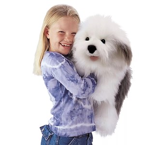 Marionnette à main chien bobtail