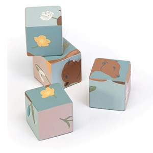 Chariot avec puzzle de cubes animaux