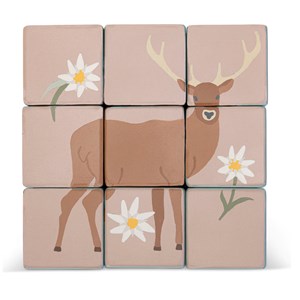 Chariot avec puzzle de cubes animaux