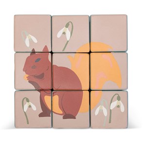 Chariot avec puzzle de cubes animaux