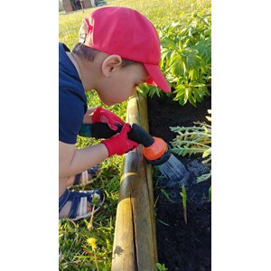 Gant de jardinage enfant rouge, anabel la coccinelle - rostaing - 5-6 ans
