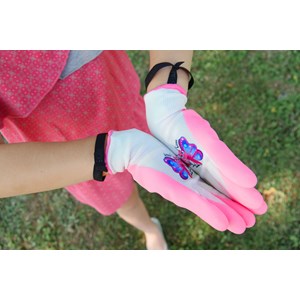 Gant de jardinage enfant rose, lison le papillon - rostaing - 4-6 ans